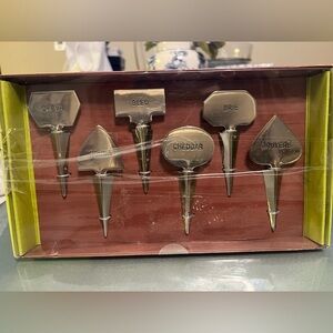 Pier 1 Silver Cheese Markers Set Vintage